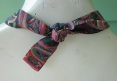 Cottagecore Floral Garden Print Fabric Sash Necklace Knotted Beads Lot of 2 VTG