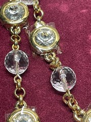 Camrose & Kross Jacqueline Kennedy Crystal Necklace Gold Tone Bezel Set Box COA