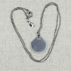 Vintage Guilloche Pendant Necklace Sterling Silver Octagonal Cottagecore Kawaii