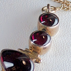 Vintage Sterling Silver Purple Rhodolite Grape Garnet Cabochon Necklace 18″ Bali