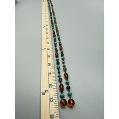 Vintage Art Deco Lariat Necklace 47″ Flapper Extra Long Glass Beads Crystals