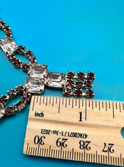 Estate Vintage Necklace Purple & Lavender Rhinestones Gold Tone Prong Set