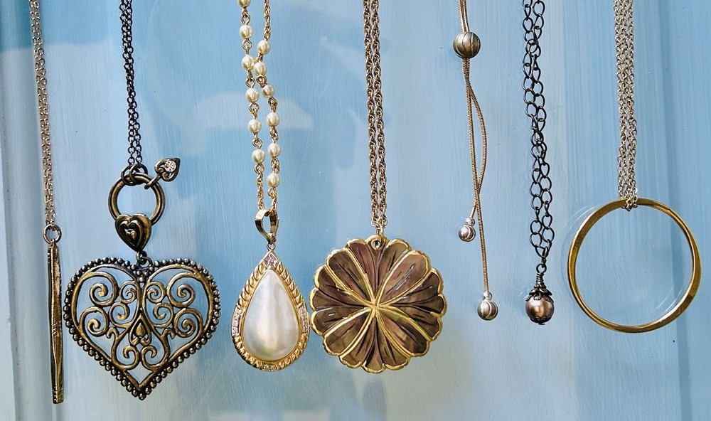 Collection of 7 Vintage-Style Fashion Necklaces, Nolan Miller, Cookie Lee, Avon