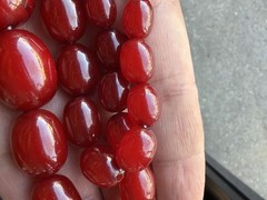 Wonderful Amber Cherry Bakelite Necklace 57 Grams (10 Beads Have No Marble)