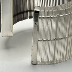 Sculptural Asymmetric Plexiglass Lucite Cuff Bracelet Ribbed Acrylic Art Deco