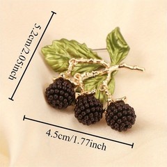 Elegant Vintage Blackberry Brooch Pin Rhinestone Crystal Gold Leaf Women Men Gif