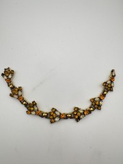Vintage Rhinestone Bracelet Orange Opalite Link Mid Century MCM READ