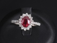 Fine 1.31ct AIGS GIA Pigeon Blood Ruby 0.46ct Diamond Platinum Ring Size 7