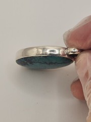 STEPHEN DWECK Vintage Tibetan Turquoise In Sterling Silver Pendant. 2″ Unique