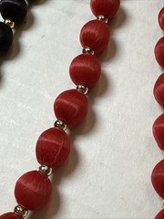Beaded Necklaces Satin & Silk Vintage – Lot of 4 Red Black Dark Blue Light Blue