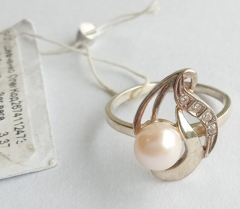 Vintage Beautiful Ring with pearl Sterling Silver 925 test Women Jewelry siz 8.5