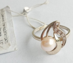 Vintage Beautiful Ring with pearl Sterling Silver 925 test Women Jewelry siz 8.5