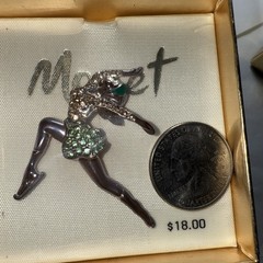 Monet pin brooch ballerina rhinestones vintage unused 80’s Mint In Box