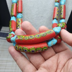 Vintage Venetian Gabri Style Glass Howlite Stone Beaded Necklace