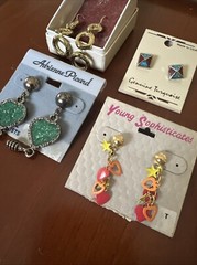 Lot of 4 Pair Modernist Enameled Earrings 1980s/1990s Vintage Jewelry NWT