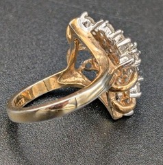 Vintage EDCO Gold Tone Plated Silver CZ Filled Dinner Ring Size 8