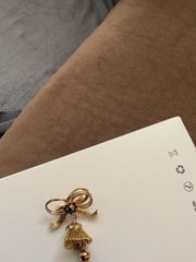Vintage Goldtone Bow & Bell Rhinestone Brooch Pin