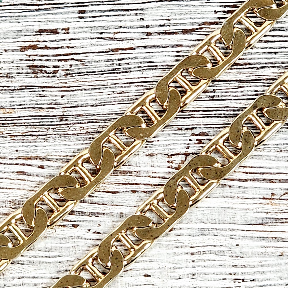 ANCHOR MARINER STERLING SILVER 925 CHAIN LINK NECKLACE 17.75″ GOLD PLATED