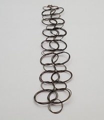 VTG 925 MWS Round Ring Link Necklace 32in Sterling Silver Solid Hoops 50g Estate