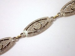 Antique Art Deco 5.6g SOLID 14k Yellow White Gold Two Tone Filigree Bracelet