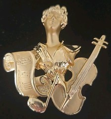 Vintage AJC Instruments gold tone Brooch Hollywood Regency 2.5 Inches VG