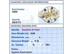 0.68Ct Sapphire, 0.15Ct Diamond, Seed Pearl and 18k Yellow Gold Bracelet