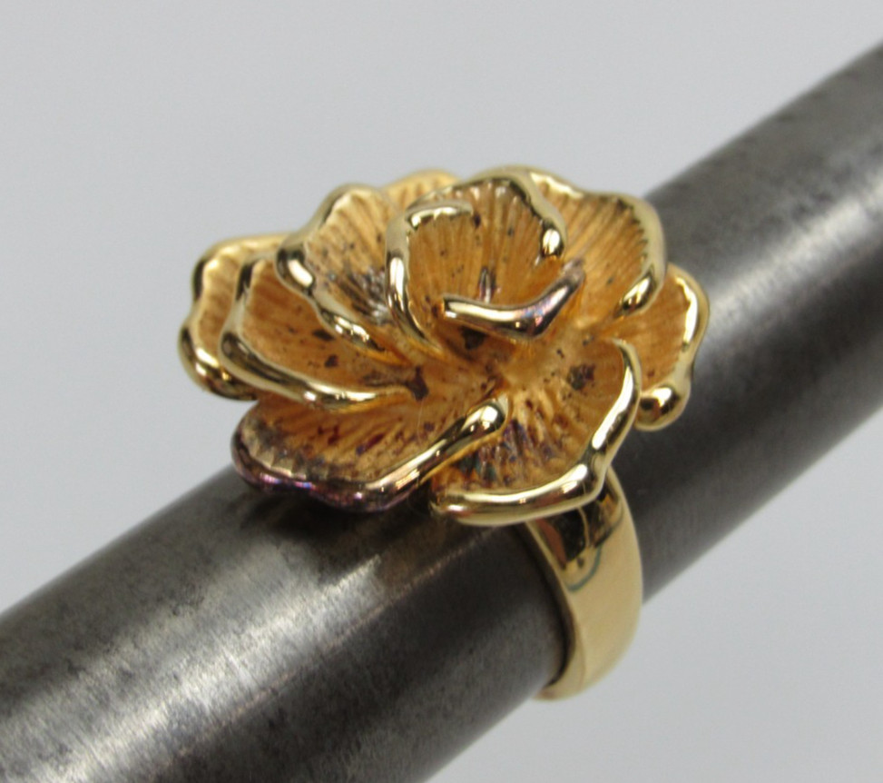 Ross Simons Sterling Silver Ring Gold Vermeil 3D Flower Vintage Size 7