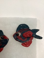 Vintage Multi-color Blue Green Fish Clip-on Earrings.