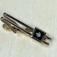 MCM Starburst Tie Clip Emmons Gold Tone Open Double Bar Silver Star Vintage