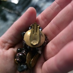 Beautiful 1940s Black Glass Twist Back Earrings Made In Western GERMANY