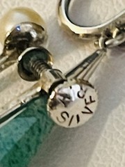 Antique Mother’s 1890’s Screw Back Sterling Silver Green Jade Hexagon Earrings