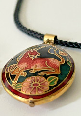 Vintage Double-Sided Cloisonné Enamel Unicorn Pendant Necklace