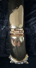 Jackie Collins Goldtone Panther Hinged Bangle Bracelet w/ Bezel Set Rhinestones