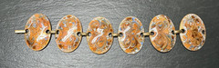 MID-CENTURY MOD ENAMEL COPPER & ENAMEL OVAL LINK BRACELET BY INGA CARLSON M161