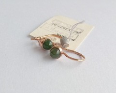 Vintage Earrings Nephrite Stones Gilt Sterling Silver 925 Ukraine Women Jewelry