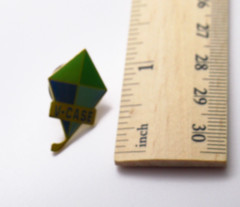 V-Case Kite Logo Lapel Pin Green Blue Gold Tone Collectible Vintage
