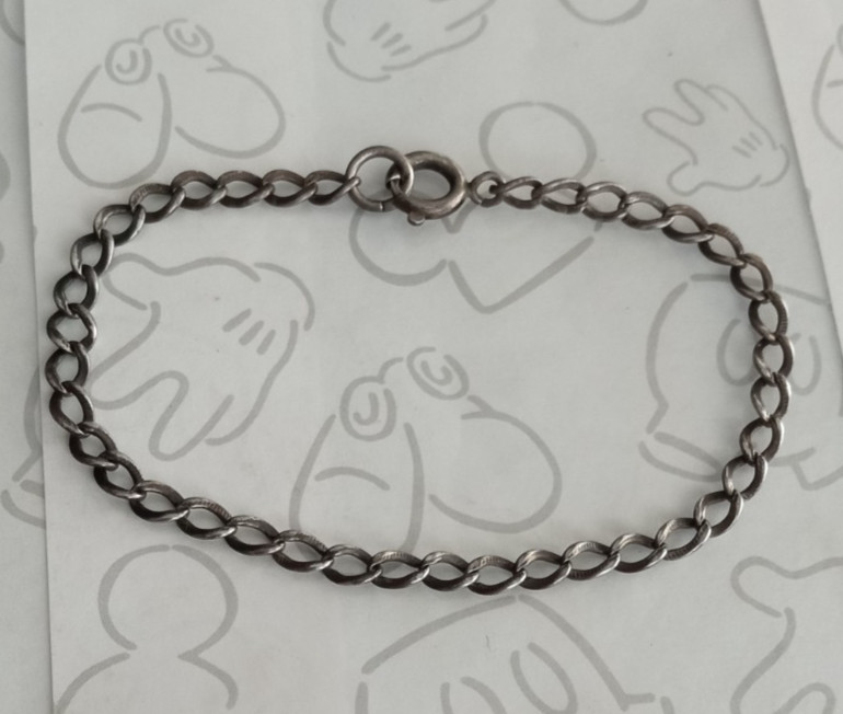 Curb Link Sterling Silver Charm Bracelet 925 Vintage 7 inch
