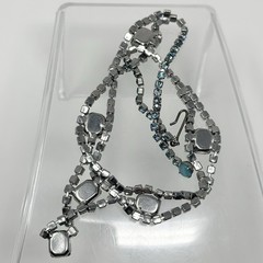 Vintage Juliana D&E DeLizza Elster Aqua Blue Rhinestone Thermoset Bib Necklace