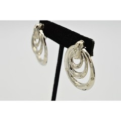 Vintage Dangle Clip On Earrings Pave Rhinestone Crystal Dangle Drop 1980s BinU
