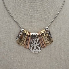Mixed Metal Filigree Scrollwork Statement Necklace – Elegant Artisan