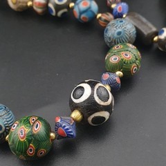 Ancient Venetian Style Mix Gabri Glass Beads Necklace 26in 10.7–13.7mm