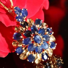 14k yellow gold pendant 4.00ct ceylon sapphire charm handmade 1920s antique 3.2g