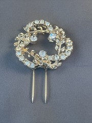 Vintage Fur Clip Sparkling Rhinestone & Gold Tone Clip Art Deco Fashion