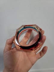 Vintage Bangle Bracelet Rainbow Punk Resin New Wave Jewelry