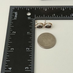 Ross Simons 925 Sterling Silver Gold Vermeil Smoky Quartz Diamond Stud Earrings