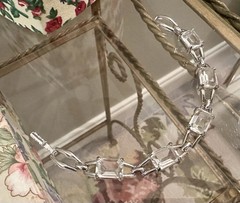 Vintage Signed SWAVROSKI Clear Crystal Emerald Cut Silver Bracelet 6 1/2”