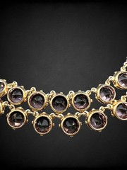 Vintage Lavender Purple Crystal Double Row Fringe Bib Necklace Open Back 16”