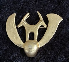 Imp Ibex Double Headed Goat Israel Goddes Hala Modernist Impala Gold Brooch