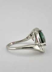 Antique Platinum Hot Pink & Green Tourmaline & Baguette Diamond Moi et Toi Ring