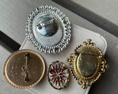 Vintage CAMEO BROOCH PIN LOT Mermaid Girl Dolphin Profiles Acrylic Resin Plastic